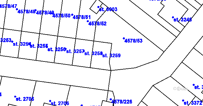 Parcela st. 3259 v KÚ Žatec, Katastrální mapa