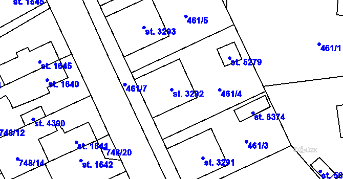 Parcela st. 3292 v KÚ Žatec, Katastrální mapa