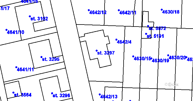 Parcela st. 3297 v KÚ Žatec, Katastrální mapa