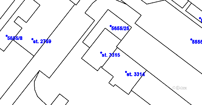 Parcela st. 3315 v KÚ Žatec, Katastrální mapa