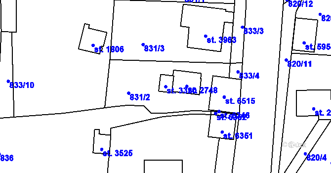 Parcela st. 3320 v KÚ Žatec, Katastrální mapa