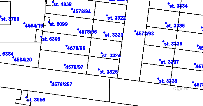 Parcela st. 3324 v KÚ Žatec, Katastrální mapa