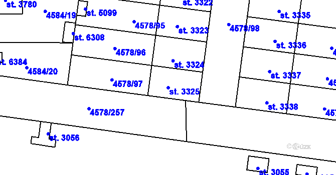 Parcela st. 3325 v KÚ Žatec, Katastrální mapa
