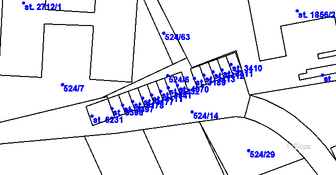 Parcela st. 3332 v KÚ Žatec, Katastrální mapa