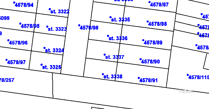Parcela st. 3337 v KÚ Žatec, Katastrální mapa