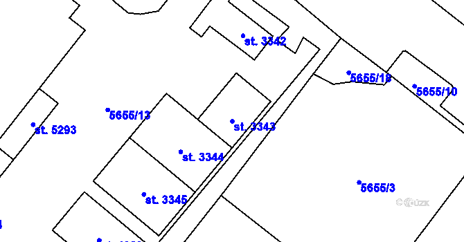 Parcela st. 3343 v KÚ Žatec, Katastrální mapa