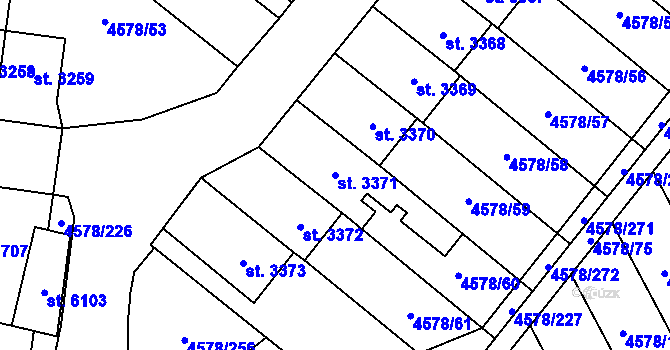 Parcela st. 3371 v KÚ Žatec, Katastrální mapa