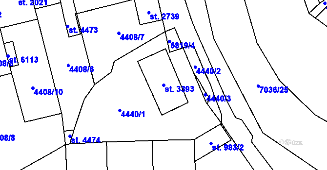 Parcela st. 3393 v KÚ Žatec, Katastrální mapa