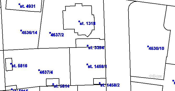 Parcela st. 3394 v KÚ Žatec, Katastrální mapa