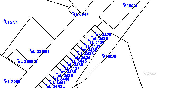 Parcela st. 3431 v KÚ Žatec, Katastrální mapa