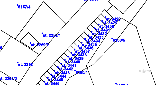Parcela st. 3435 v KÚ Žatec, Katastrální mapa
