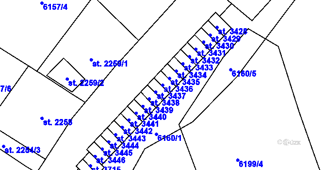 Parcela st. 3436 v KÚ Žatec, Katastrální mapa