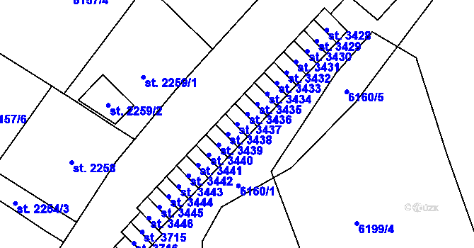 Parcela st. 3437 v KÚ Žatec, Katastrální mapa