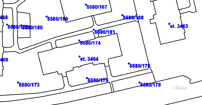 Parcela st. 3464 v KÚ Žatec, Katastrální mapa