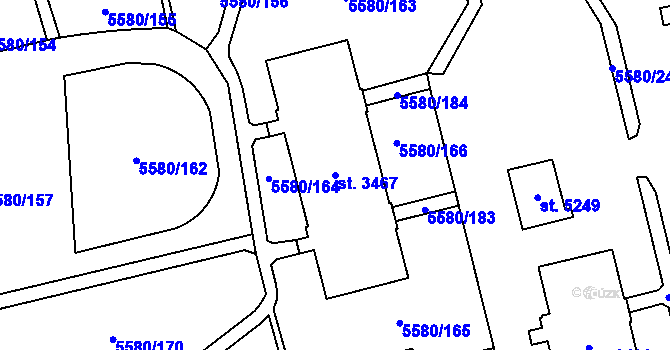 Parcela st. 3467 v KÚ Žatec, Katastrální mapa