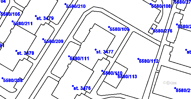 Parcela st. 3477 v KÚ Žatec, Katastrální mapa