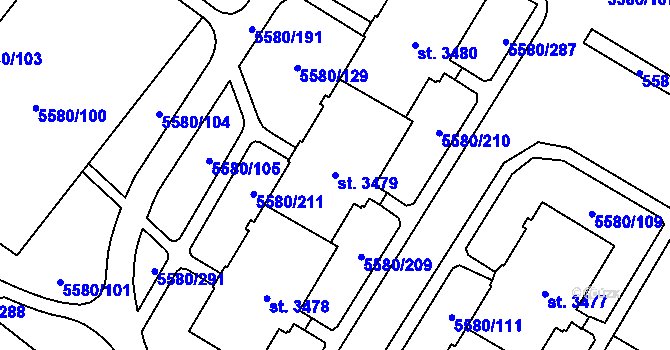 Parcela st. 3479 v KÚ Žatec, Katastrální mapa
