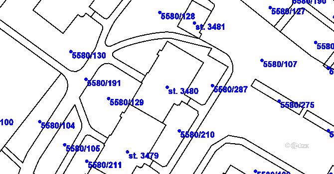 Parcela st. 3480 v KÚ Žatec, Katastrální mapa
