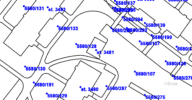 Parcela st. 3481 v KÚ Žatec, Katastrální mapa