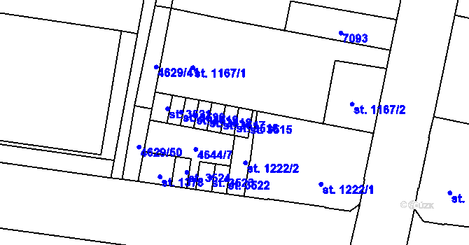 Parcela st. 3516 v KÚ Žatec, Katastrální mapa