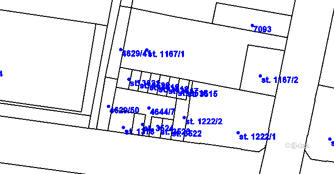 Parcela st. 3517 v KÚ Žatec, Katastrální mapa