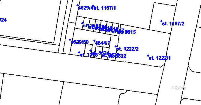 Parcela st. 3523 v KÚ Žatec, Katastrální mapa