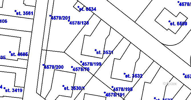 Parcela st. 3531 v KÚ Žatec, Katastrální mapa