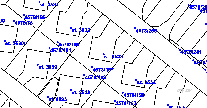 Parcela st. 3533 v KÚ Žatec, Katastrální mapa