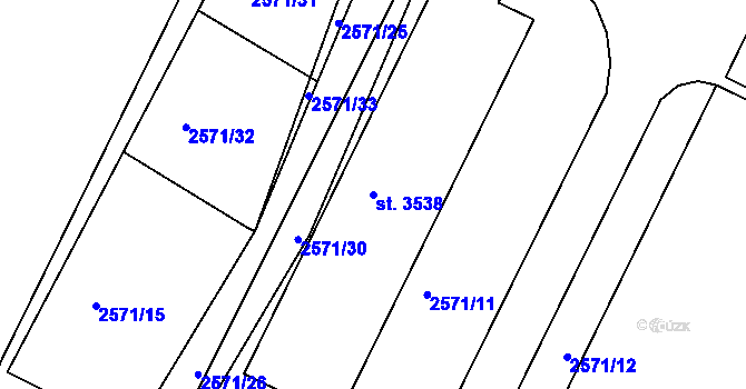 Parcela st. 3538 v KÚ Žatec, Katastrální mapa