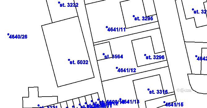 Parcela st. 3564 v KÚ Žatec, Katastrální mapa