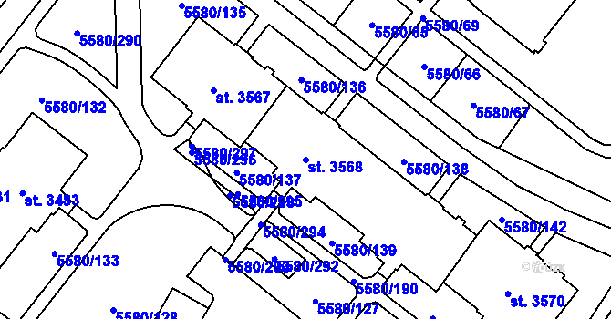 Parcela st. 3568 v KÚ Žatec, Katastrální mapa