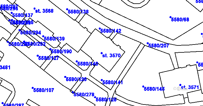 Parcela st. 3570 v KÚ Žatec, Katastrální mapa
