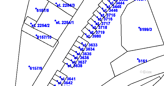 Parcela st. 3633 v KÚ Žatec, Katastrální mapa