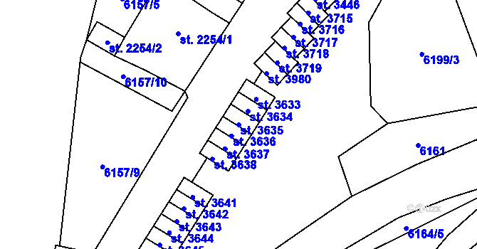 Parcela st. 3635 v KÚ Žatec, Katastrální mapa