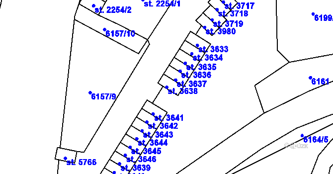 Parcela st. 3638 v KÚ Žatec, Katastrální mapa