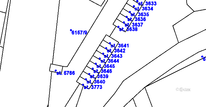 Parcela st. 3643 v KÚ Žatec, Katastrální mapa