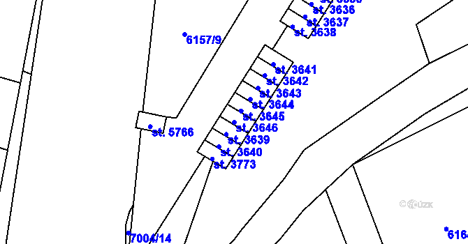 Parcela st. 3646 v KÚ Žatec, Katastrální mapa