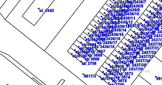 Parcela st. 3664 v KÚ Žatec, Katastrální mapa