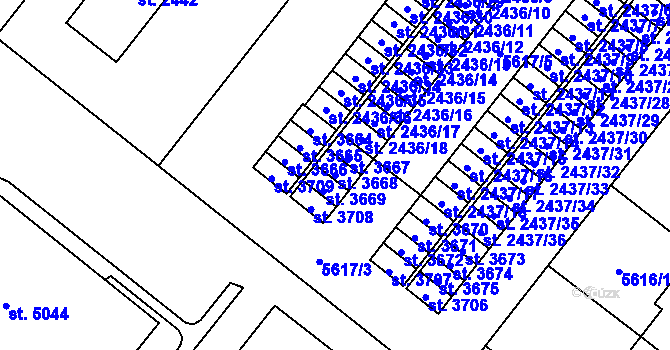 Parcela st. 3668 v KÚ Žatec, Katastrální mapa