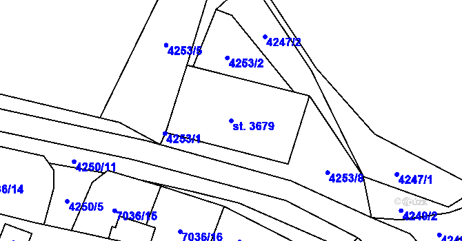 Parcela st. 3679 v KÚ Žatec, Katastrální mapa