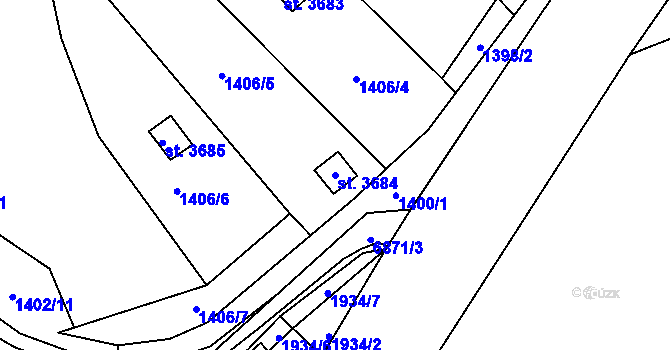 Parcela st. 3684 v KÚ Žatec, Katastrální mapa