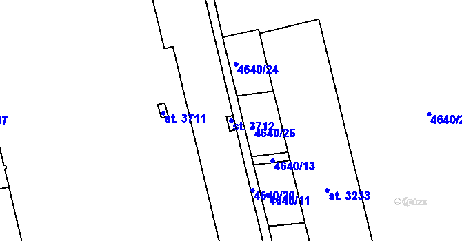 Parcela st. 3712 v KÚ Žatec, Katastrální mapa