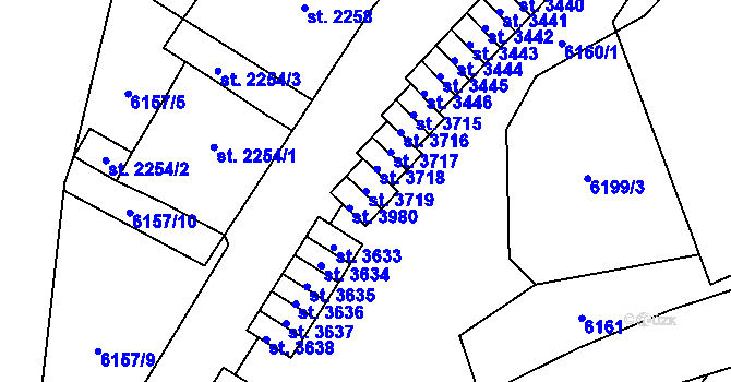 Parcela st. 3719 v KÚ Žatec, Katastrální mapa