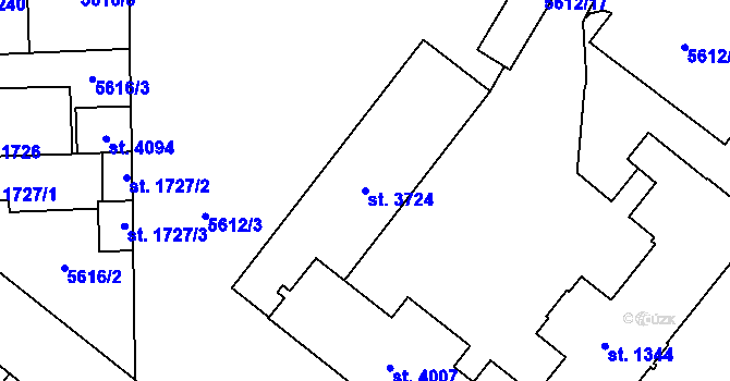 Parcela st. 3724 v KÚ Žatec, Katastrální mapa