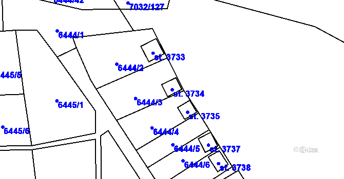 Parcela st. 3734 v KÚ Žatec, Katastrální mapa