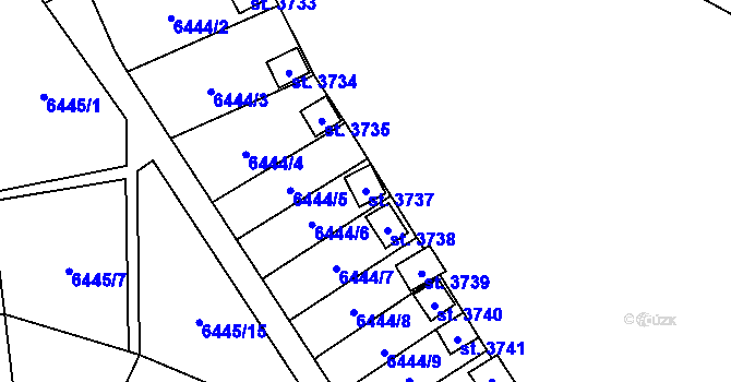Parcela st. 3737 v KÚ Žatec, Katastrální mapa
