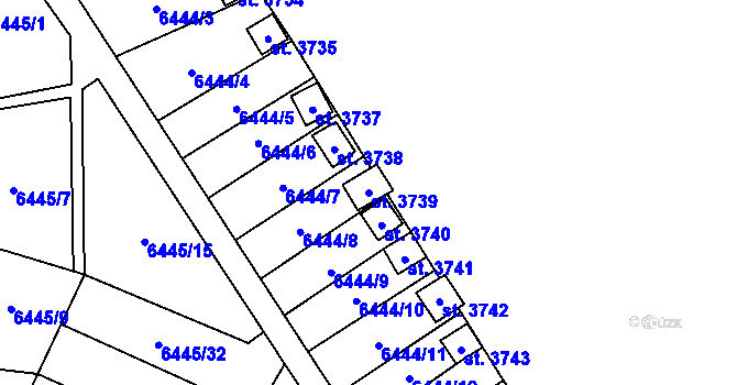 Parcela st. 3739 v KÚ Žatec, Katastrální mapa