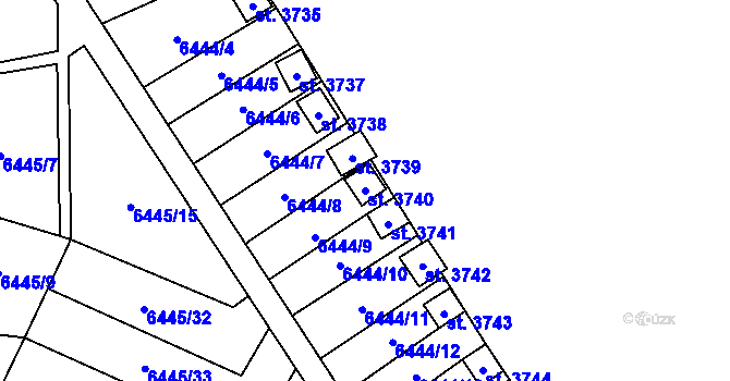 Parcela st. 3740 v KÚ Žatec, Katastrální mapa