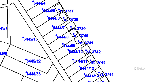 Parcela st. 3741 v KÚ Žatec, Katastrální mapa