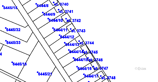 Parcela st. 3744 v KÚ Žatec, Katastrální mapa